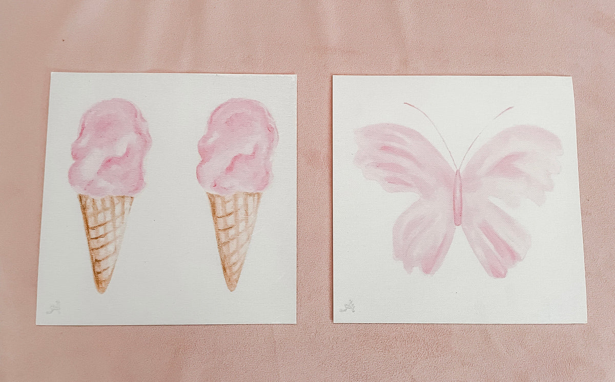 Ice cream and butterfly set - Limited Edition Print Lucy & Me