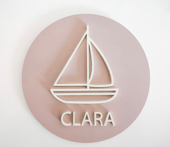 LITTLE SAILBOAT WOODEN SIGN Wooden Sign Lucy & Me Blush Pink 