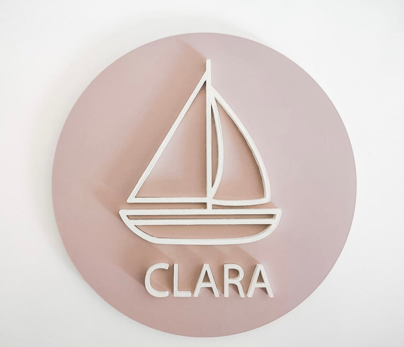 LITTLE SAILBOAT WOODEN SIGN Wooden Sign Lucy & Me Blush Pink 