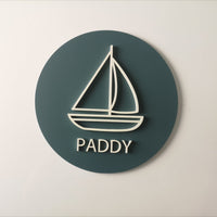 LITTLE SAILBOAT WOODEN SIGN Wooden Sign Lucy & Me Teal Green 