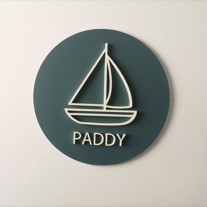 LITTLE SAILBOAT WOODEN SIGN Wooden Sign Lucy & Me Teal Green 