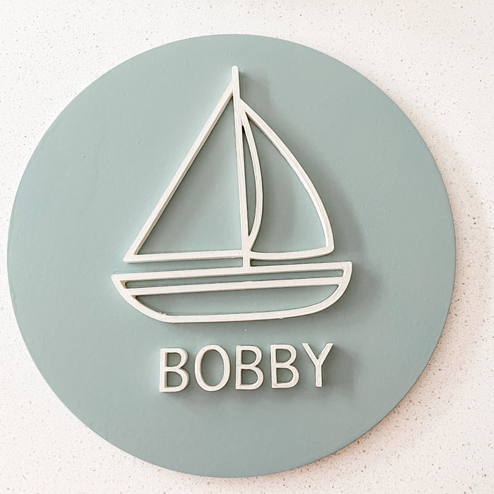 LITTLE SAILBOAT WOODEN SIGN Wooden Sign Lucy & Me Vintage Blue 