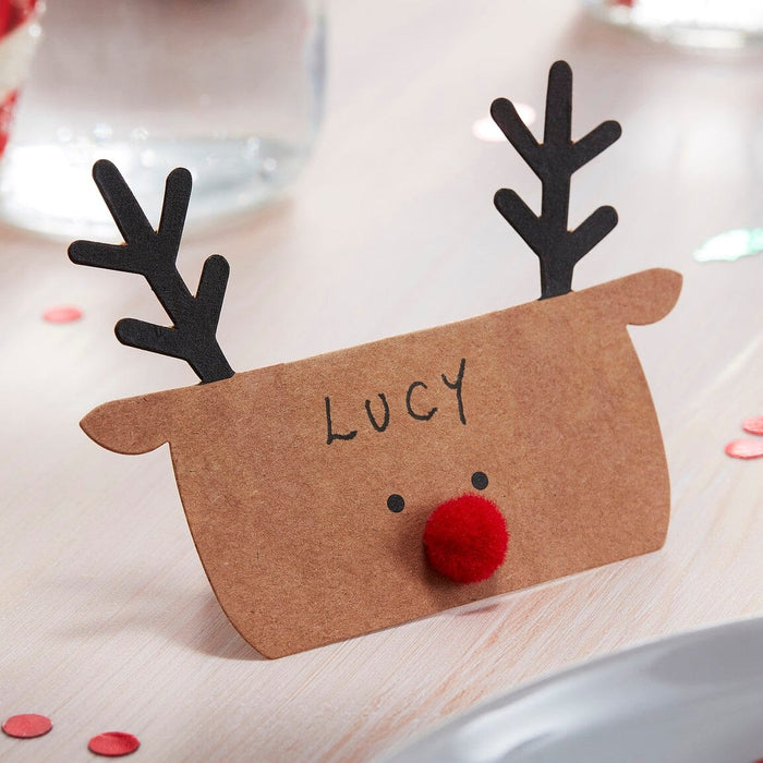 REINDEER CHRISTMAS TABLE NAME PLACE CARDS X 10 Christmas Lucy & Me 