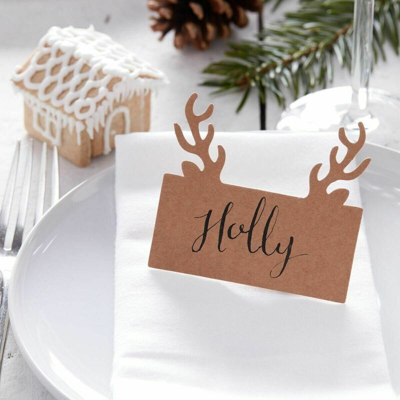 STAG ANTLER CHRISTMAS TABLE NAME PLACE CARDS X 10 Christmas Lucy & Me 